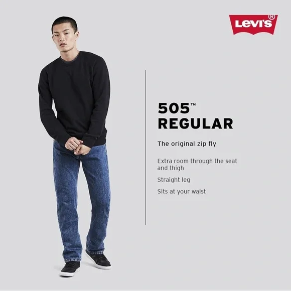 Levi's Men's 505 Regular Fit Jeans - Picture 5 of 7